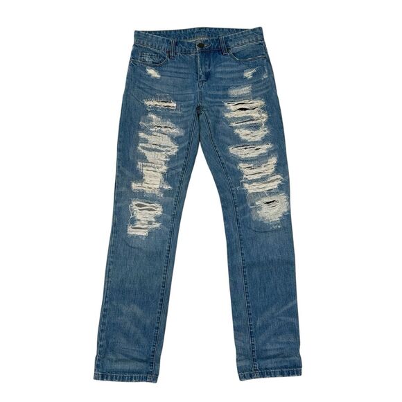BlankNYC Straight Leg Boyfriend Jeans Womens Size 26 Distressed Stretch Mid Rise - Picture 1 of 9
